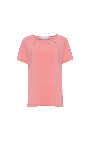 Short Sleeve Pleated Neck Top Slide 1