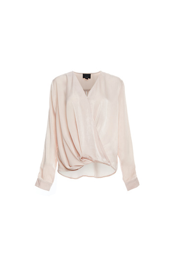 Surplice High-Low Long Sleeve Top Slide 1