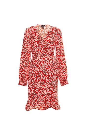 Long Sleeve Printed Wrap Dress Slide 1