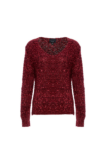 V-Neck Novelty Sequins Sweater Slide 1