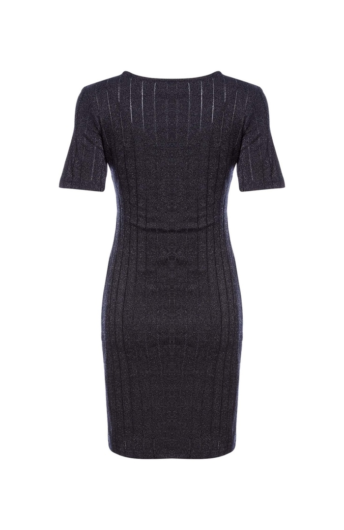 Short Sleeve Rib Knit Dress in Navy DAILYLOOK