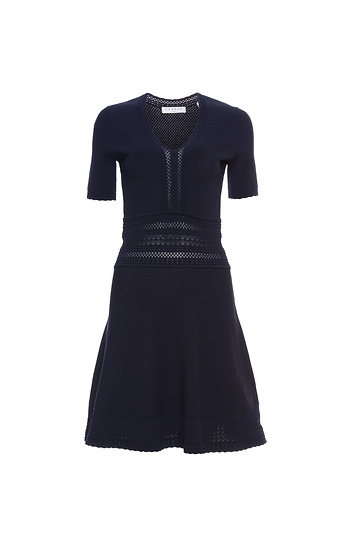 Sandro V-Neck Scalloped Hem Mini Dress Slide 1