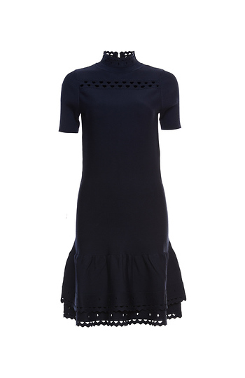 Sandro High Neck Eyelet Midi Dress Slide 1