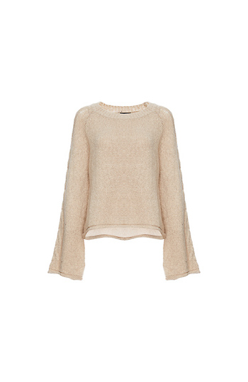 Flare Cable Knit Sleeve Sweater Slide 1