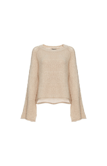 Flare Cable Knit Sleeve Sweater Slide 1