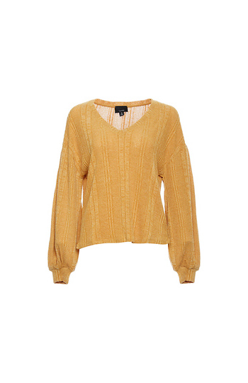 Tonal Knitted Stripe V-Neck Sweater Slide 1