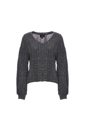 Tonal Knitted Stripe V-Neck Sweater Slide 1