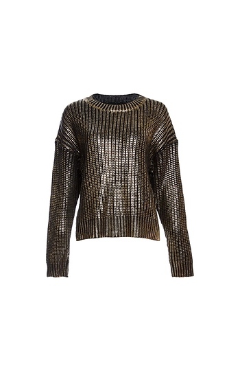 Gold Painted Crew Neck Sweater Slide 1