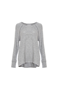 Emilia Brushed Raglan Sleeve Top with Rib Contrast Slide 1