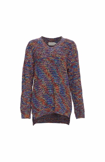 V-Neck Multicolor Sweater Slide 1