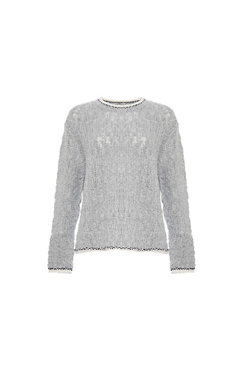 Velvet by Graham & Spencer Contrast Hem Lightweight Sweater Slide 1