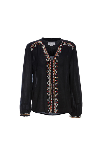 Velvet by Graham & Spencer Button Up Embroidered Blouse Slide 1