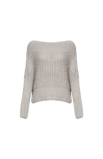 Boat Neck Fuzzy Knit Sweater Slide 1