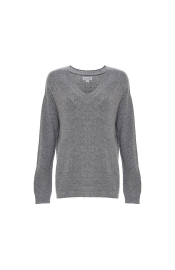 Velvet by Graham & Spencer V-Neck Soft Ribbed Sweater Slide 1