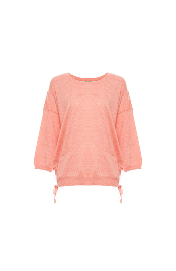 Democracy 3/4 Sleeve Side Ruching Sweater Slide 1