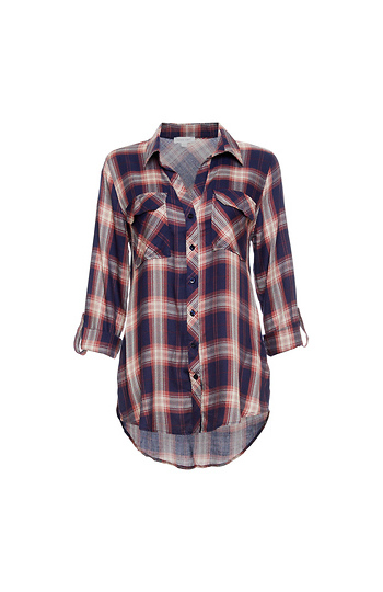 Button Up Two Pocket Plaid Shirt Slide 1