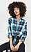 Front Tie Button Up Plaid Top Thumb 2