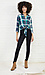 Front Tie Button Up Plaid Top Thumb 3