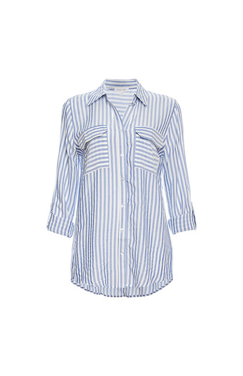 Striped Two-Pocket Button Up Shirt Slide 1
