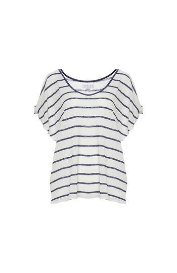Velvet by Graham & Spencer Striped V-Neck Tee Slide 1