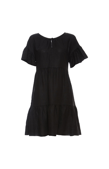 Velvet by Graham & Spencer Paneled Ruffle Linen Dress Slide 1