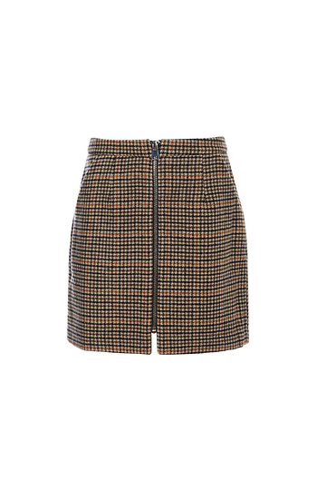 Zip Up Front Plaid Skirt Slide 1