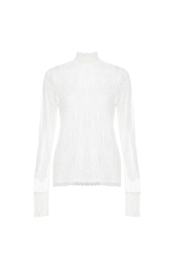 High Neck Lace Top Slide 1