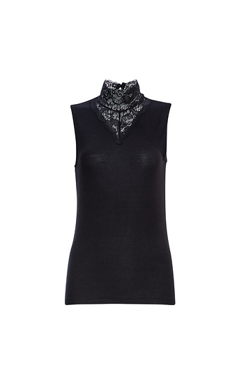 Sleeveless Lace High Neck Top Slide 1