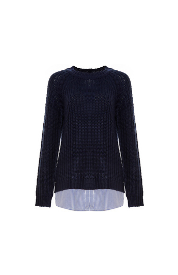 BB Dakota Crew Neck Sweater with Undershirt Slide 1