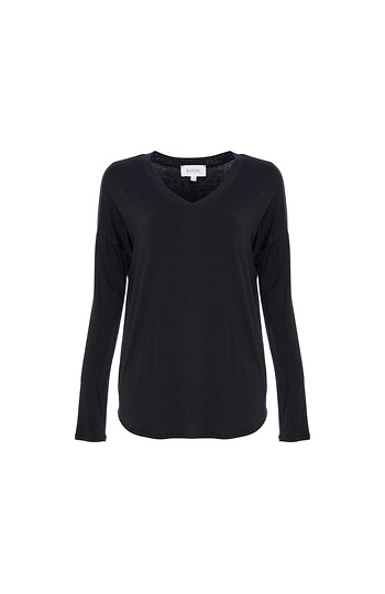 V-Neck Dropped Shoulder Modal Top Slide 1