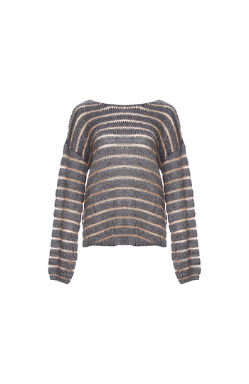Mystree Striped Back Knot Sweater Slide 1