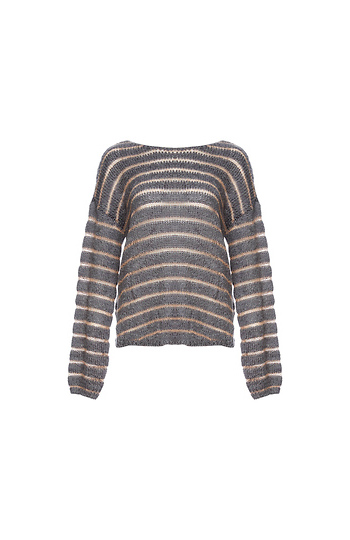 Mystree Striped Back Knot Sweater Slide 1