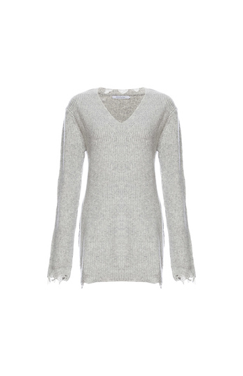 Stitches & Stripes V-Neck Ribbed Long Sweater Slide 1
