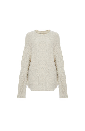 Mystree Cable Knit Batwing Sleeve Sweater Slide 1