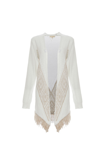 Mystree Open Front Fringe Hem Cardigan Slide 1