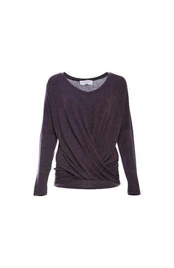 Knotted Front V-Neck Long Sleeve Top Slide 1