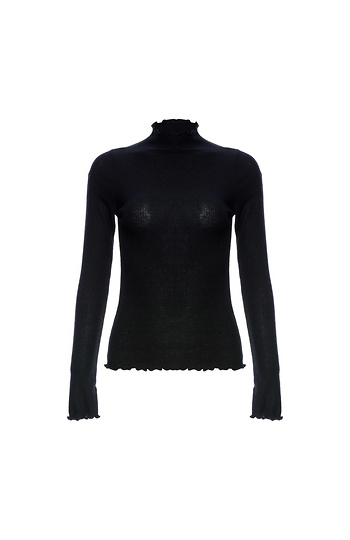 Lettuce Hem High Neck Top Slide 1