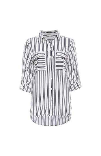 Double Pocket Striped Button Up Slide 1