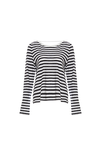 Devon Crossed Back Long Sleeve Striped Top Slide 1