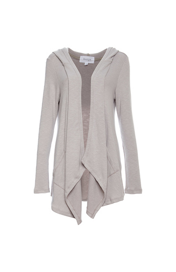 Draped Hooded Cardigan w/ Pockets Slide 1