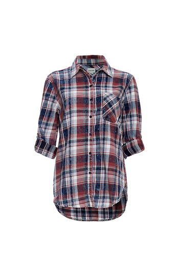 Sneak Peek Button Up Single Pocket Plaid Shirt Slide 1