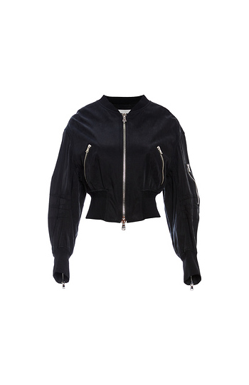 3.1 Phillip Lim Cropped Bomber with Zips at Sleeve Slide 1