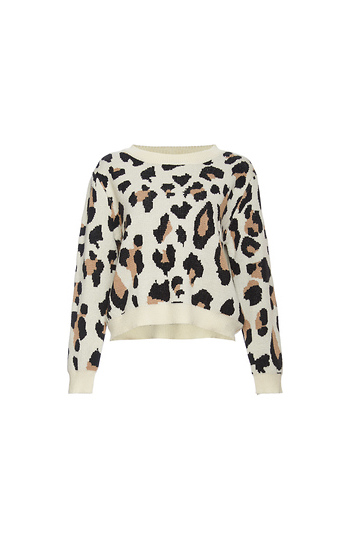 Leopard Print Crew Neck Sweater Slide 1