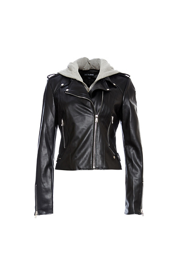 Faux Leather Moto Jacket Slide 1