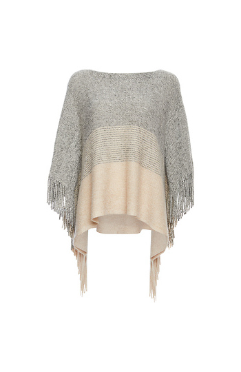 Frida Fringe Gradient Poncho in Heather Grey Multi One Size | DAILYLOOK