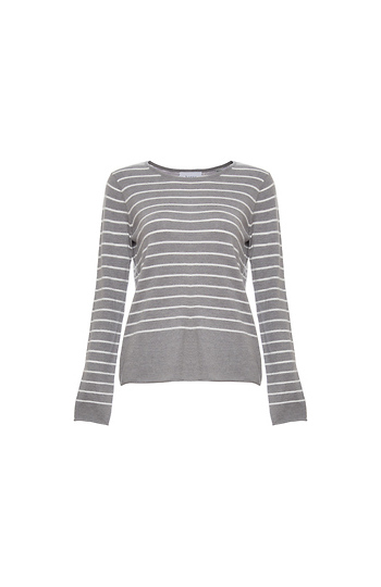 Kristina Striped Crew Neck Knit Top Slide 1