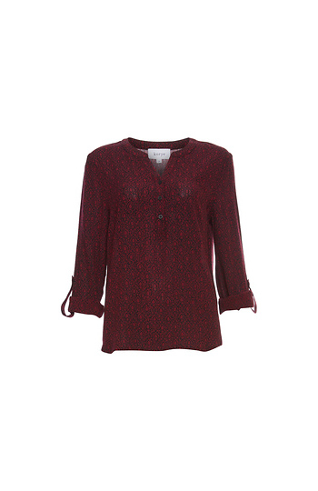 Split Neck Printed Crinkle Top Slide 1
