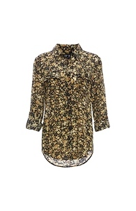 100% Silk Floral Long Sleeve Button Up Top Slide 1