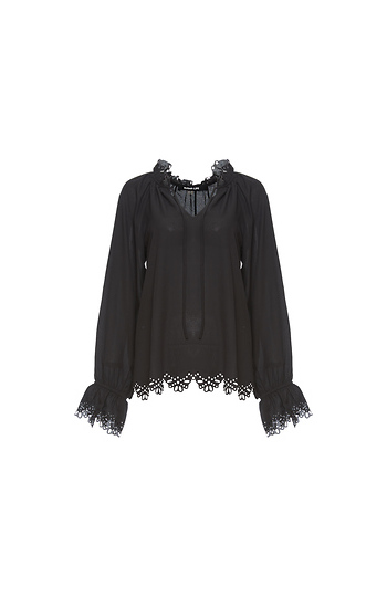 Neck Tie Long Sleeve Top Slide 1