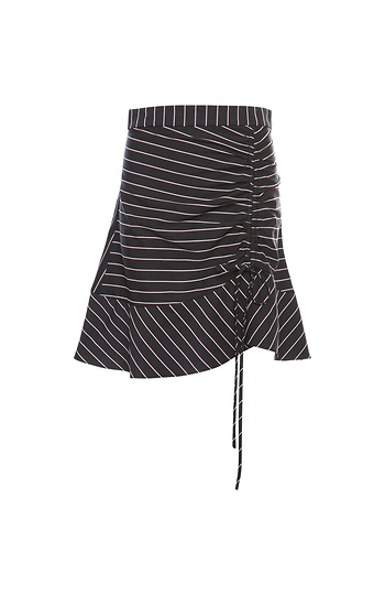 Pinstripe Ruched Front Skirt Slide 1